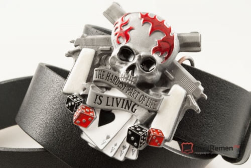 Кожаный ремень с пряжкой "The hardest part of life is living" - kupiremen.ru