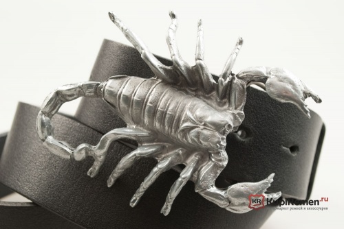 Кожаный ремень с пряжкой "SCORPION" (Скорпион) 3D - kupiremen.ru
