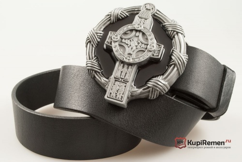 Кожаный ремень с пряжкой "Крест писания" - kupiremen.ru