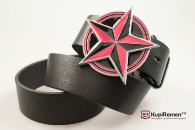 Кожаный ремень с пряжкой "NAUTICAL STAR PINK - BLACK" (Навигационная звезда) - kupiremen.ru