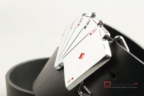 Кожаный ремень с пряжкой "5 ACES" (пять тузов) - kupiremen.ru