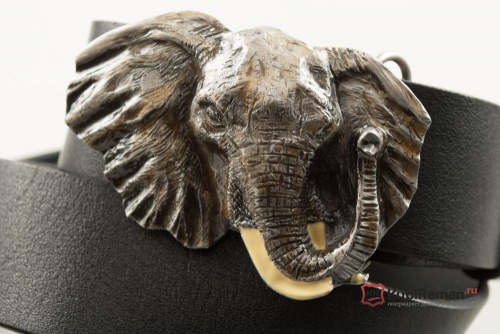 Кожаный ремень с пряжкой "ELEPHANT HEAD" (Голова слона) 3D - kupiremen.ru