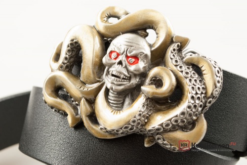 Кожаный ремень с пряжкой "OCTO SKULL" (Череп осьминога) 3D - kupiremen.ru