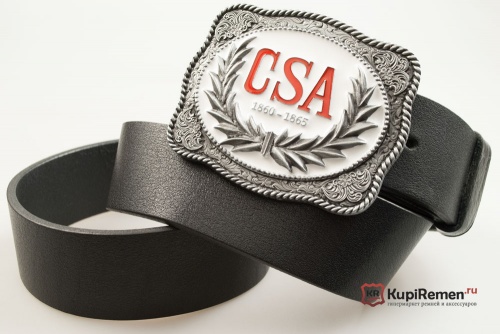 Кожаный ремень с пряжкой "C.S.A." (Гражданская война США) - kupiremen.ru