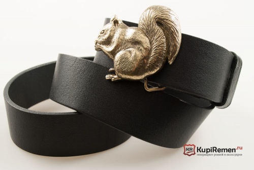 Кожаный ремень с пряжкой "SQUIRREL" (Белка) 3D - kupiremen.ru