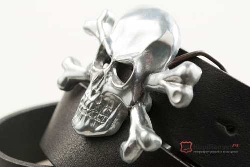 Кожаный ремень с пряжкой "JOLLY ROGER" (Весёлый Роджер) - kupiremen.ru
