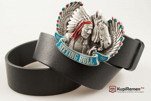 Кожаный ремень с пряжкой "SITTING BULL" - kupiremen.ru