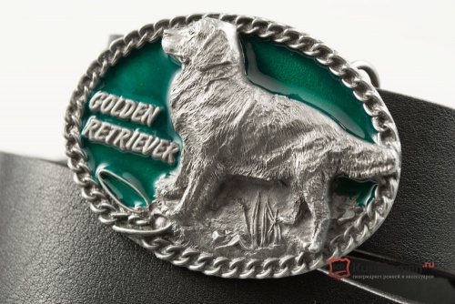 Кожаный ремень с пряжкой "GOLDEN RETRIEVER" (Ретривер) 3D - kupiremen.ru