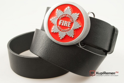 Кожаный ремень с пряжкой "FIRE FIGHTER OVAL" (Эмблема пожарного) - kupiremen.ru