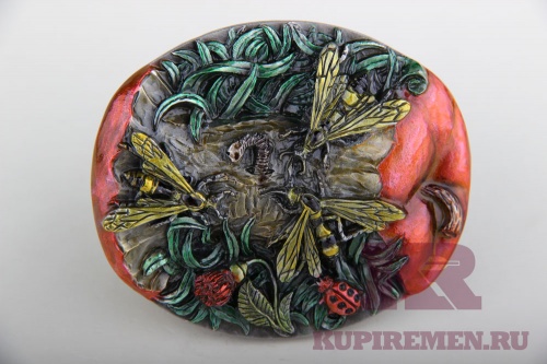 Кожаный ремень с пряжкой "ROTTEN APPLE" (огрызок) - kupiremen.ru