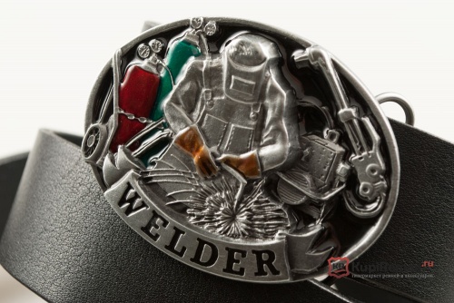 Кожаный ремень с пряжкой "WELDER" (Сварщик) 3D - kupiremen.ru
