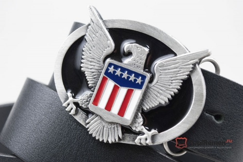 Кожаный ремень с пряжкой "USA EAGLE WINGS"  - kupiremen.ru
