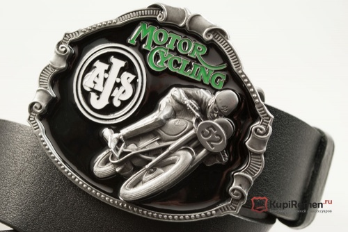 Кожаный ремень с пряжкой "A.J.S. MOTO" 3D - kupiremen.ru