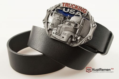 Кожаный ремень с пряжкой "TRUCKING U.S.A" (Дальнобойщик) 3D - kupiremen.ru