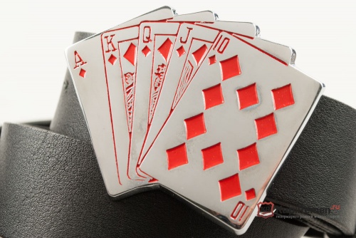 Кожаный ремень с пряжкой "ROYAL FLUSH" (Роял Флеш) 3D - kupiremen.ru