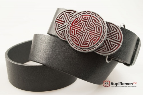 Кожаный ремень с пряжкой "CELTIC RUNES RED" (Кельтские руны) - kupiremen.ru