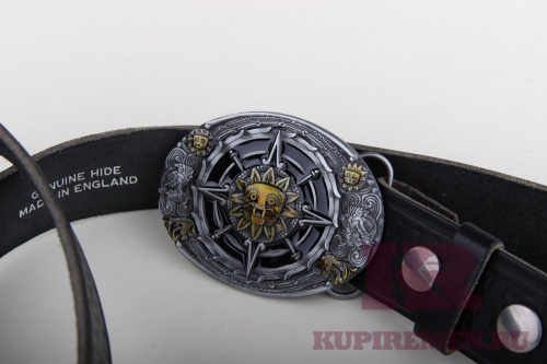 Кожаный ремень с пряжкой "Ацтекский символ"  - kupiremen.ru