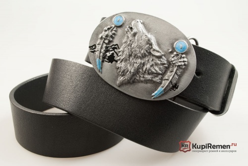 Кожаный ремень с пряжкой "WOLF HEAD" (Голова волка) 3D - kupiremen.ru