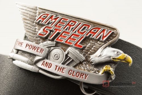 Кожаный ремень с пряжкой "AMERICAN STEEL" (Американская сталь) 3D - kupiremen.ru