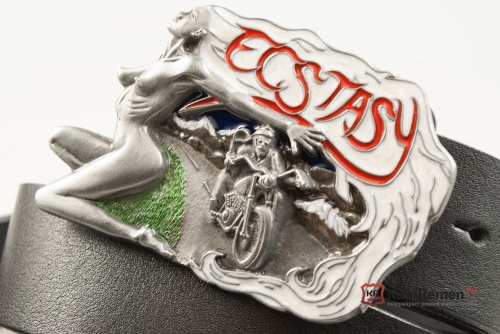 Кожаный ремень с пряжкой "ECSTASY" (Экстаз) 3D - kupiremen.ru