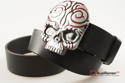 Кожаный ремень с пряжкой "SCRIM SKULL" (Череп) 3D - kupiremen.ru