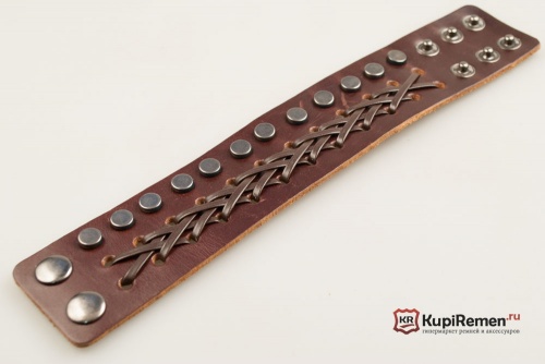 Широкий браслет с клёпками и косичкой - kupiremen.ru