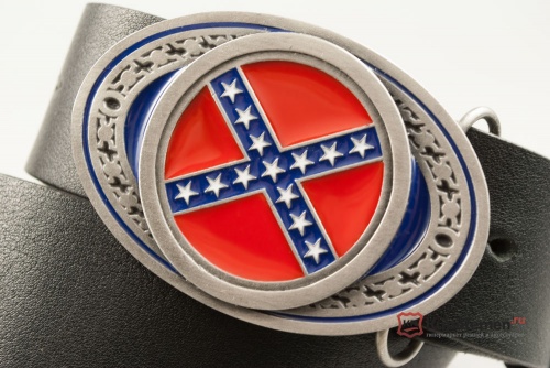 Кожаный ремень с пряжкой "CONFEDERATE FLAG" (Флаг Конфедерации) 3D - kupiremen.ru