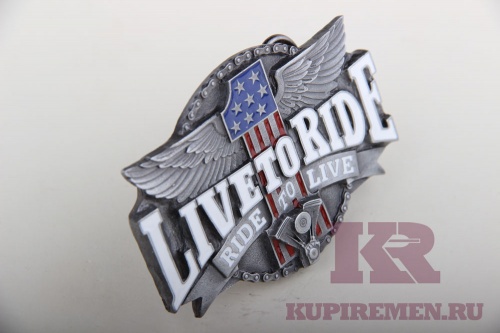Кожаный ремень с пряжкой "Live to ride" - kupiremen.ru