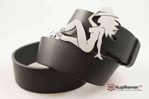 Кожаный ремень с пряжкой "NUDE COWGIRL BOOT AND HAT" (Ковбойка в сапогах и шляпе) - kupiremen.ru