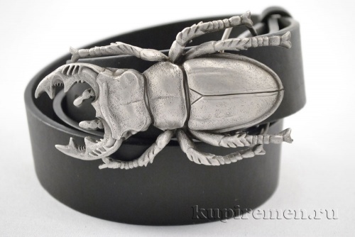 Кожаный ремень с пряжкой "Жук" 3D - kupiremen.ru