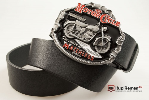 Кожаный ремень с пряжкой "MATCHLESS MOTO" (Несравненный) 3D - kupiremen.ru