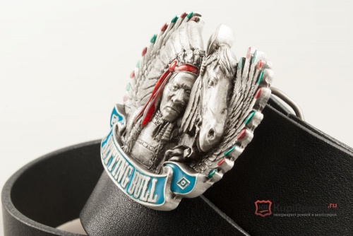 Кожаный ремень с пряжкой "SITTING BULL" - kupiremen.ru