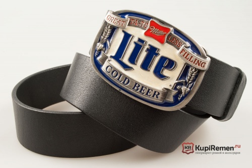 Кожаный ремень с пряжкой "Miller Gold beer" - kupiremen.ru