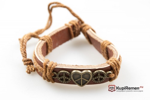Браслет из экокожи Сердце пацифик  - kupiremen.ru