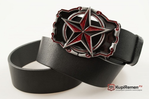 Кожаный ремень с пряжкой "NAUTICAL STAR" (Путеводная звезда) - kupiremen.ru