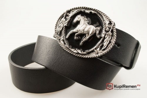 Кожаный ремень с пряжкой "RUNNING HORSE" (Бегущая лошадь) 3D - kupiremen.ru