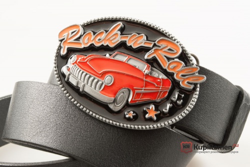 Кожаный ремень с пряжкой "ROCK&ROLL RED CAR"  - kupiremen.ru