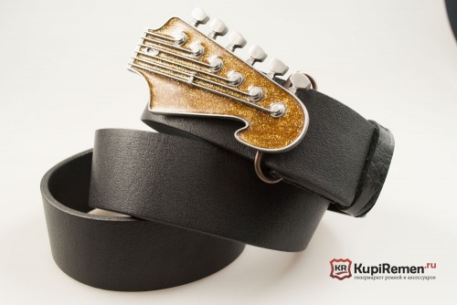 Кожаный ремень с пряжкой "LEAD GUITAR HEAD" (Голова соло-гитары) 3D - kupiremen.ru