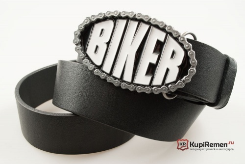 Кожаный байкерский ремень с прягой "Biker" - kupiremen.ru