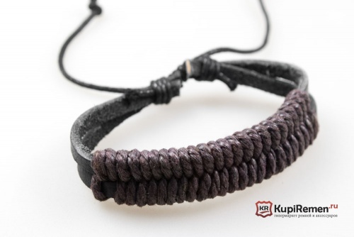 Браслет из экокожи и текстиля Косичка - kupiremen.ru
