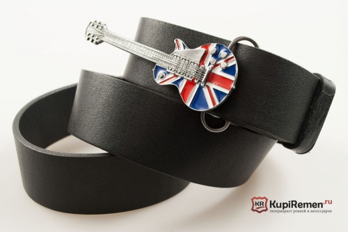 Кожаный ремень с пряжкой "UNION JACK GUITAR" - kupiremen.ru