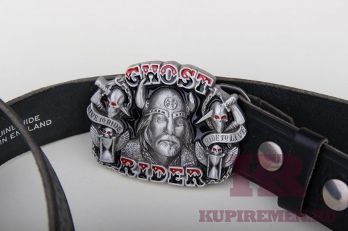Кожаный ремень с пряжкой "VIKING GHOST RIDER" - kupiremen.ru