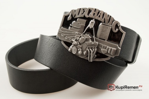 Кожаный ремень с пряжкой "MECHANIC" 3D - kupiremen.ru