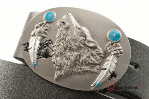Кожаный ремень с пряжкой "WOLF HEAD" (Голова волка) 3D - kupiremen.ru
