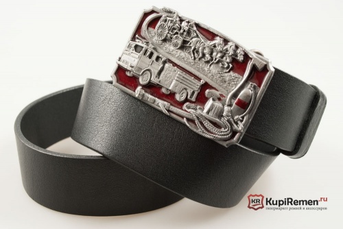 Кожаный ремень с пряжкой "FIRE FIGHTER" (Пожарный) 3D - kupiremen.ru
