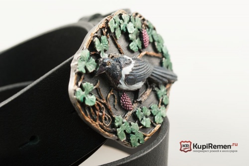 Кожаный ремень с пряжкой "MAGPIE" (сорока) - kupiremen.ru