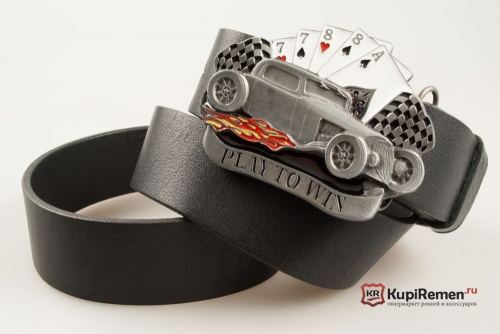 Кожаный ремень с пряжкой "Play to win" 3D - kupiremen.ru