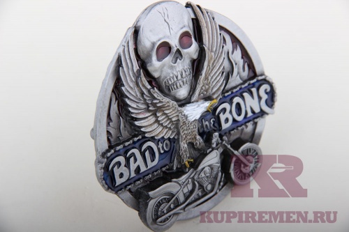 Кожаный байкерский ремень с прягой "Bad to the bone" - kupiremen.ru