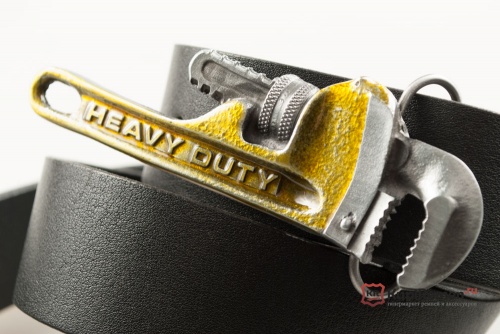 Кожаный ремень с пряжкой "HEAVY DUTY" (Брутальный) 3D - kupiremen.ru