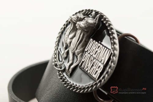 Кожаный ремень с пряжкой "DOBERMAN" 3D - kupiremen.ru